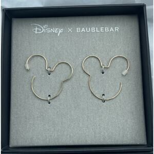Disney X BaubleBar Mickey Mouse Silhouette Head Earrings Wire Hoop Outline Gold